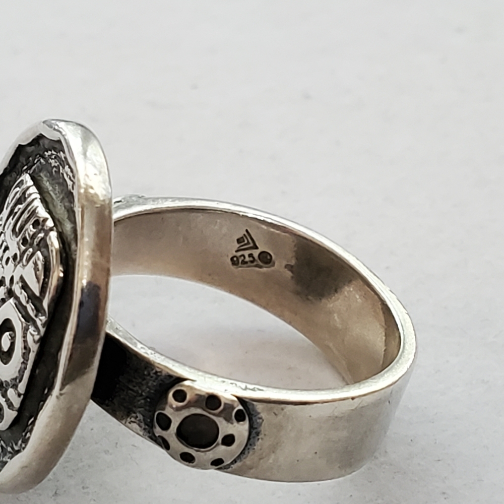 Silpada Aztec Mosaic Oxidized Sterling Silver Ring Approx.  Size 7 - Picture 11 of 15